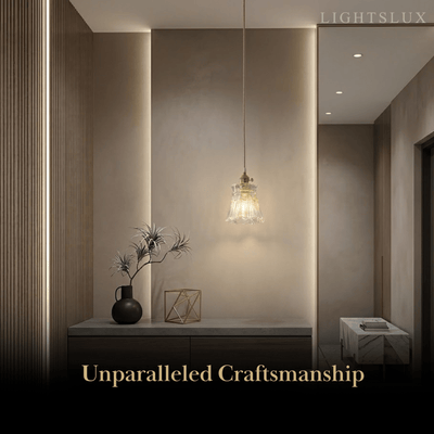 Pendant Light – Clear Blown Glass with Brass Finish for Bedroom