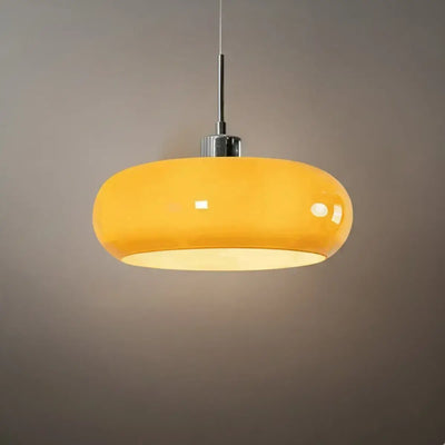 Crema Modern Pendant Light – Orange/White Metal Fixture for Dining Room