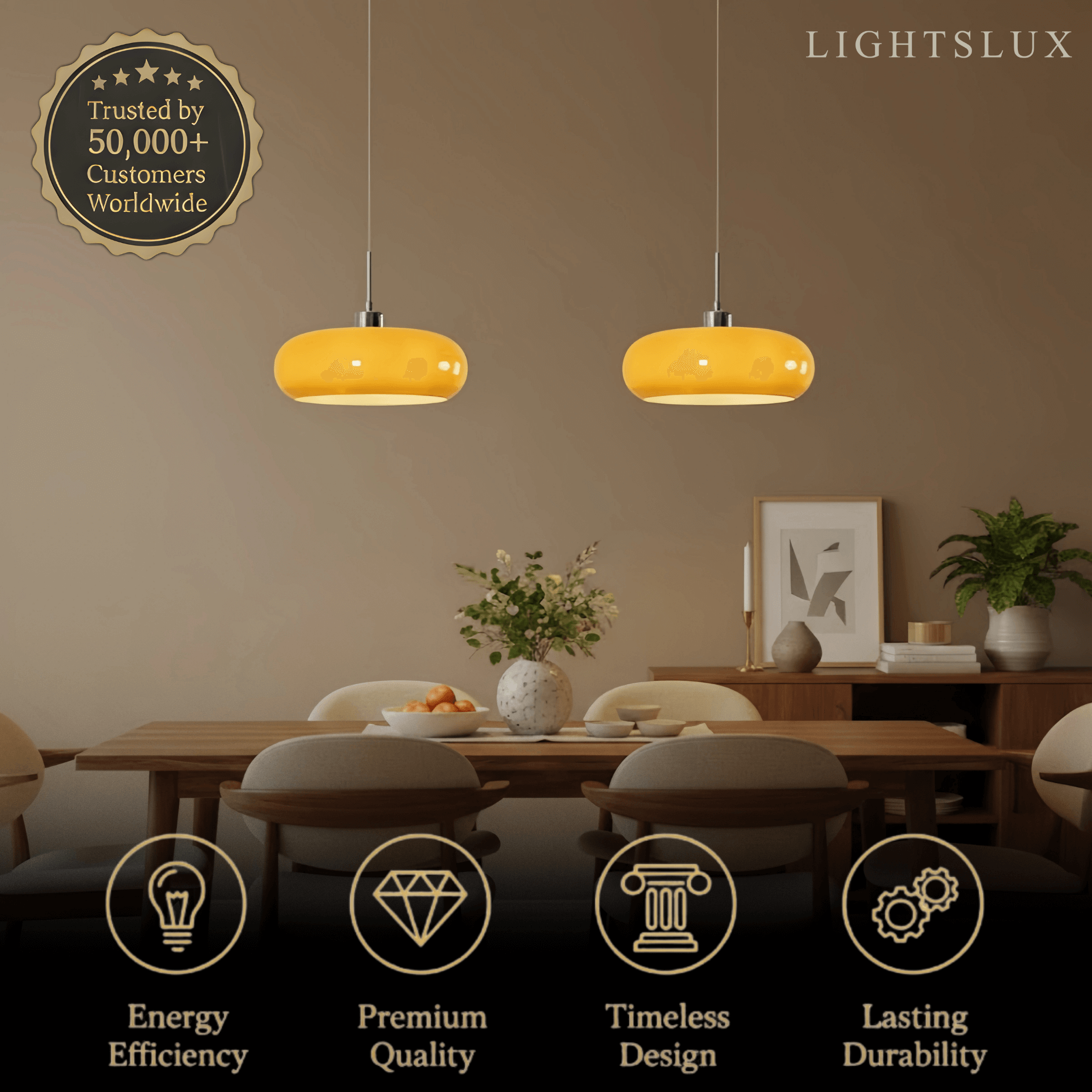 Crema Modern Pendant Light – Orange/White Metal Fixture for Dining Room
