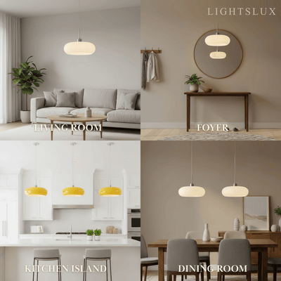Crema Modern Pendant Light – Orange/White Metal Fixture for Dining Room