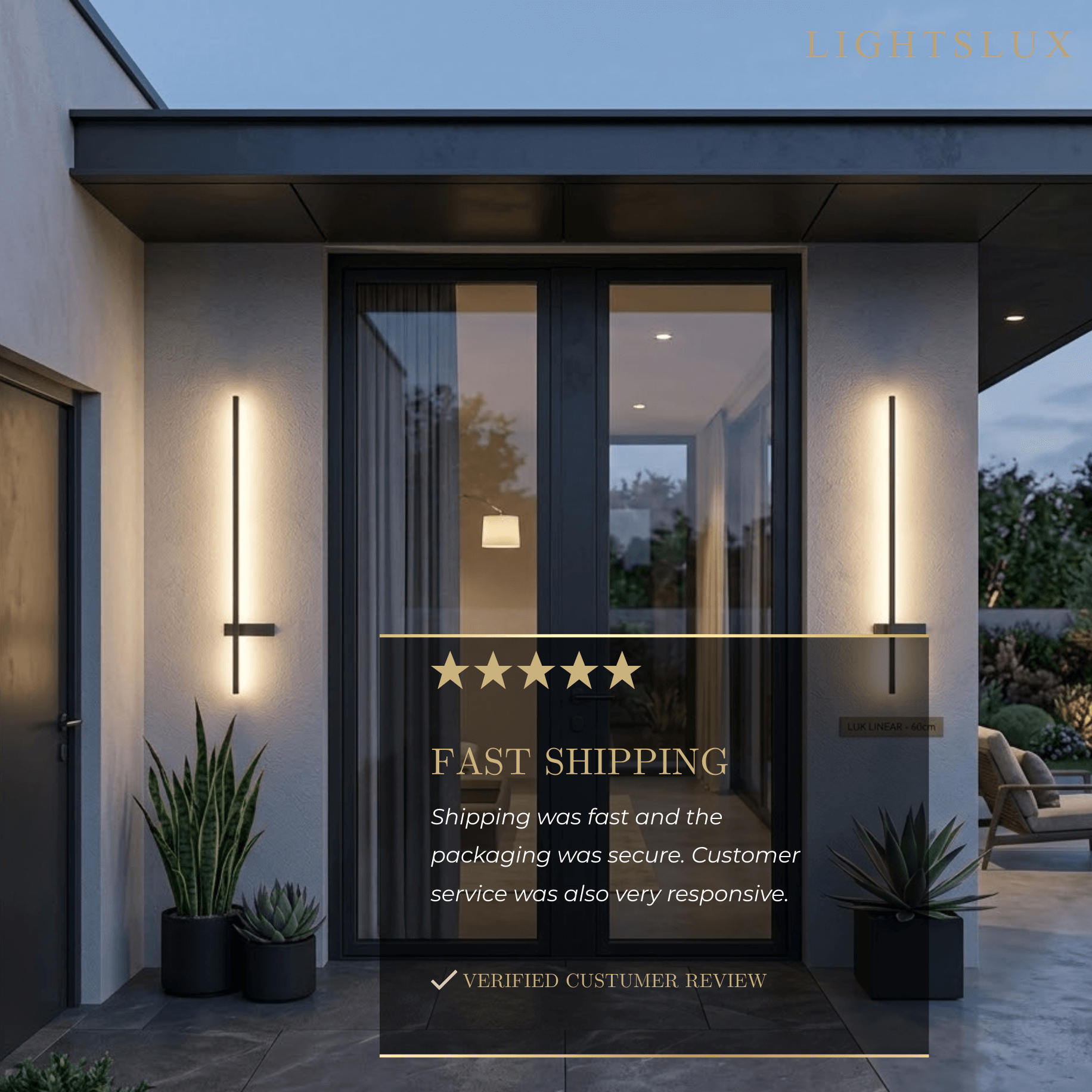 Modern Linear LED Wall Lamp – Black Solar & Sensor Light Outdoor