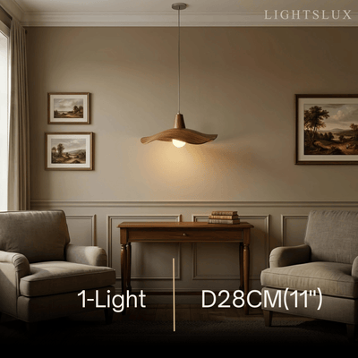 Wave Pendant Light – Mahogany Resin & Metal Design