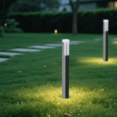Modern Pathway Lights - Black Metal & Acrylic Rectangular Design for Garden