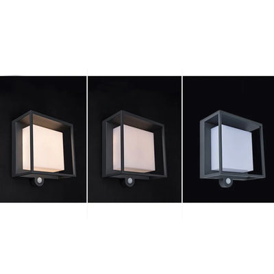 Arcato Modern Rectangular Outdoor Wall Lamp – Black Acrylic Solar Light with Sensor