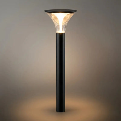 Arcato Modern Cylindrical Pathway Light – Black Metal/Acrylic Solar Outdoor Lamp