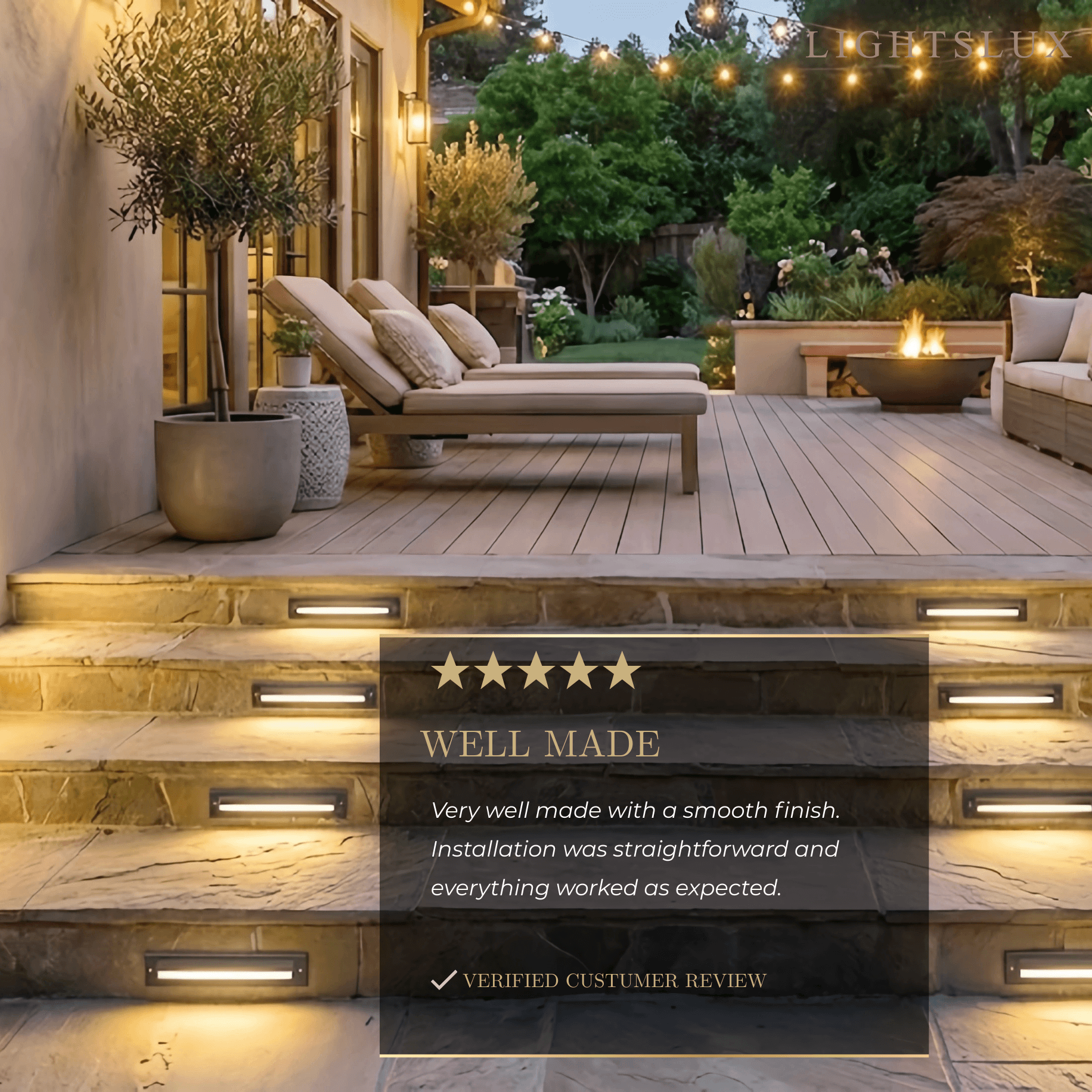 Modern Rectangular Outdoor Deck Step Light