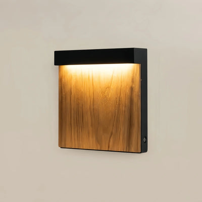 Irondale Modern Rectangular Outdoor Pathway Light - Natural Wood/Metal for Lawn