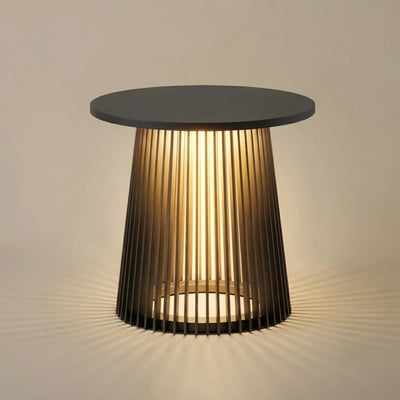 Irondale Modern Outdoor Floor Lamp - Black Metal & Acrylic Cylindrical Design for Patio