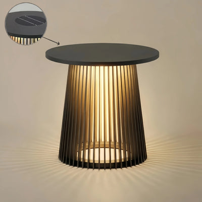 Irondale Modern Outdoor Floor Lamp - Black Metal & Acrylic Cylindrical Design for Patio