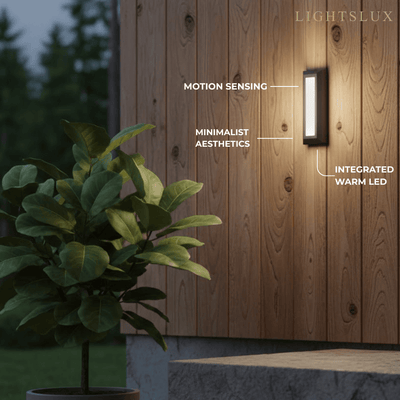 Arcato Minimalist Black LED Deck Step Light – Wall Light with Sensor for Stairs/Garden