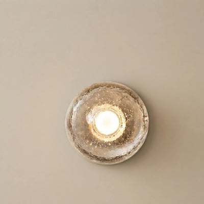Embrace Modern Outdoor Wall Lamp - Clear Glass & Metal Round Design for Garden