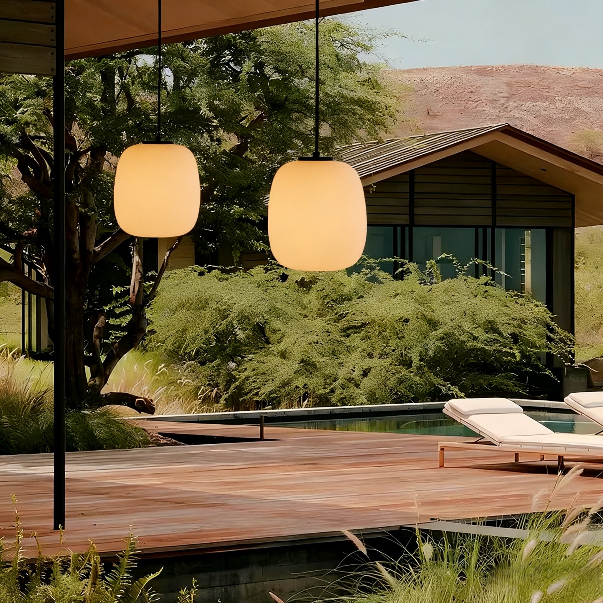  Retro White Outdoor Pendant Light 