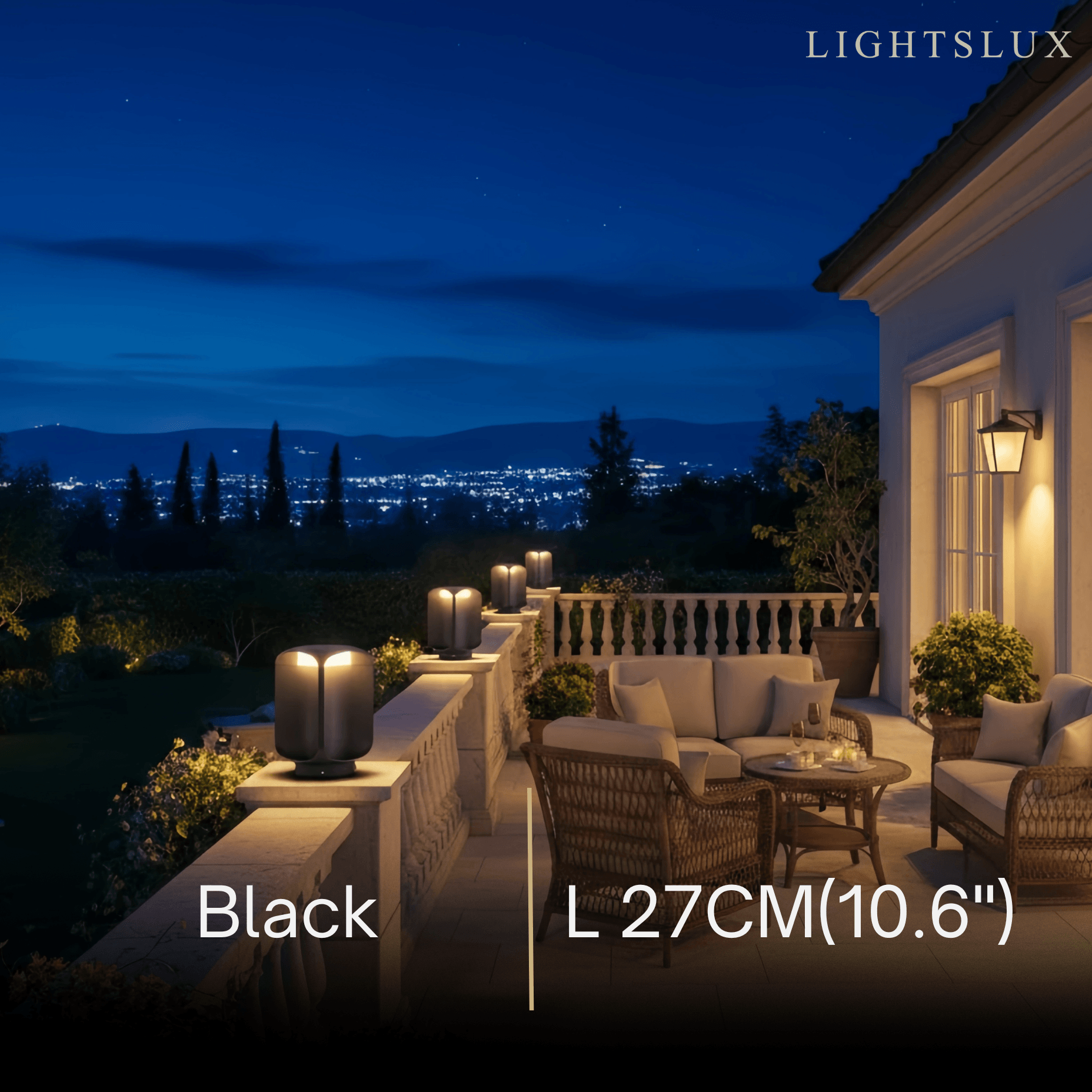 Stellar Modern Cylindrical Outdoor Floor Lamp – Black or Grey Metal & Glass Fixture