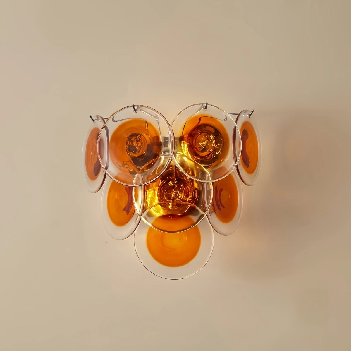 Vetro Art Deco Glass Wall Lamp -- Iron Body Amber Finish for Living Room