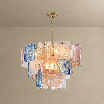 ART004Excelis Luxury Branch-Style Tiered Chandelier— Metal & Glass Multicolor for Dining Room