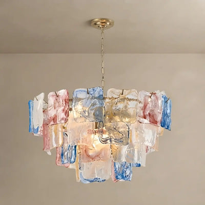 ART004Excelis Luxury Branch-Style Tiered Chandelier— Metal & Glass Multicolor for Dining Room