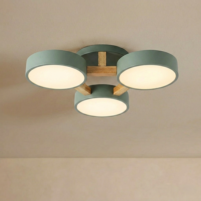 Arcato Modern Round Ceiling Light – green Fixture with Three Heads
