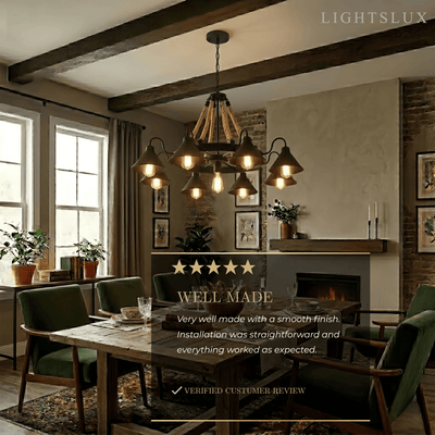 Industrial Ring Chandelier - Black Metal
