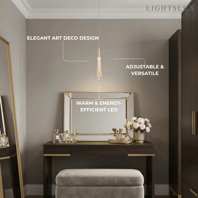 Excelis Art Deco Teardrop Pendant Light - Gold