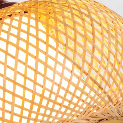 Bamburo Rustic Boho Rattan Ceiling Light – Bamboo Flush Mount for Hallway