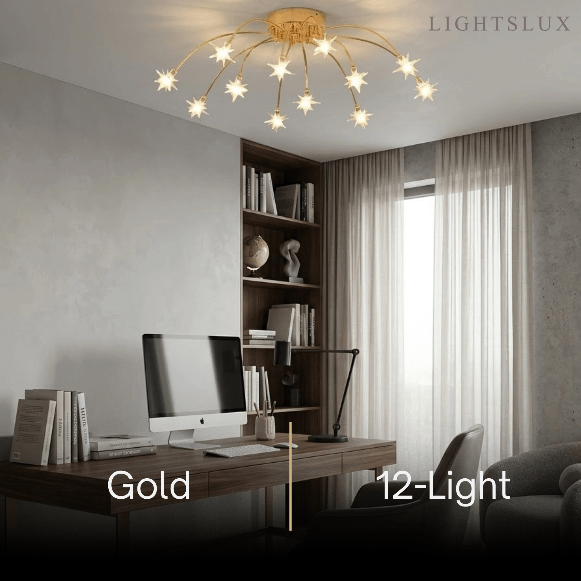 Nebula Art Deco Ceiling Light - Gold/Black/Chrome Metal Fixture for Bedroom