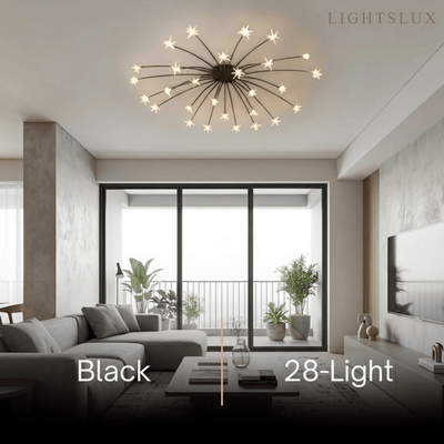 Nebula Art Deco Ceiling Light - Gold/Black/Chrome Metal Fixture for Bedroom