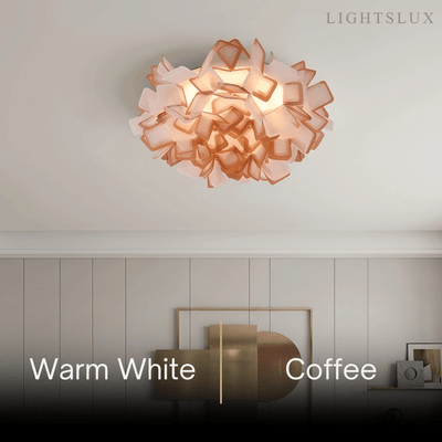 Lunara Art Deco Acrylic Ceiling Light - White Floral Design for Living Room
