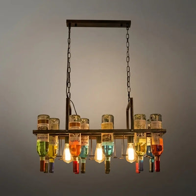 Arcato Art Deco Wine Bottle Pendant Light - Rust Glass  Dining Room/Bar