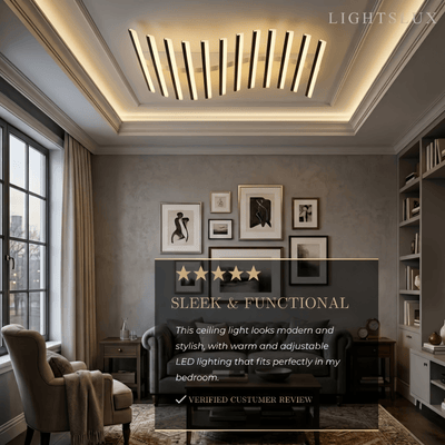 Arcato Minimalist Linear Flush Mount Light - Metal Ceiling Light for Living Room