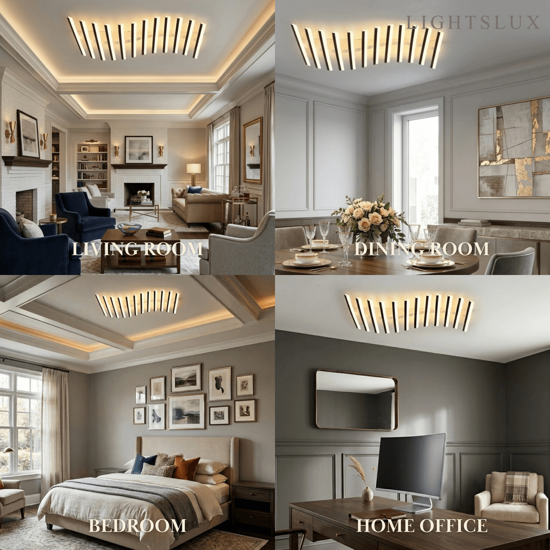 Arcato Minimalist Linear Flush Mount Light - Metal Ceiling Light for Living Room