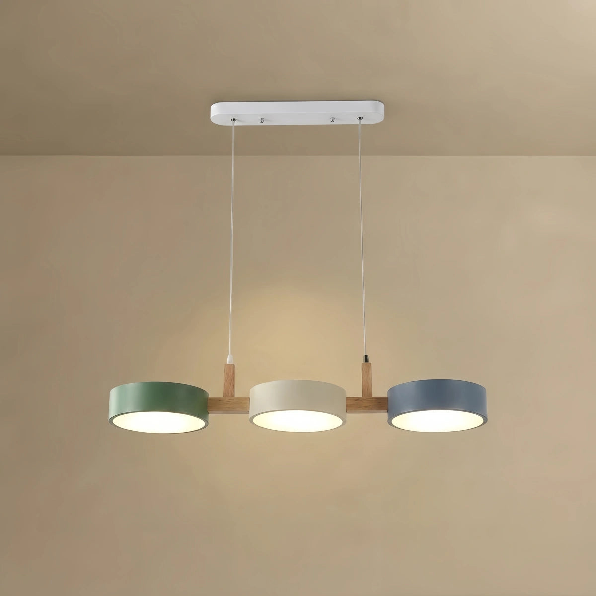 Arcato Nordic 3-Disc Pendant Light – Metal & Wood Lamp for Living Room
