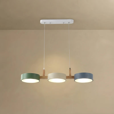 Arcato Nordic 3-Disc Pendant Light – Metal & Wood Lamp for Living Room