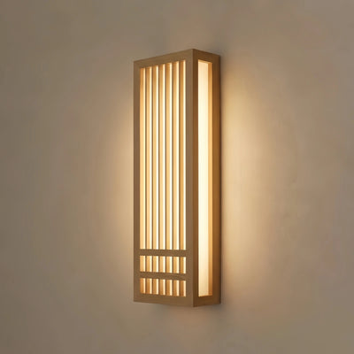 Wabi-sabi Wood Wall Lamp – Rectangular Log Color for Living Room/Bedroom