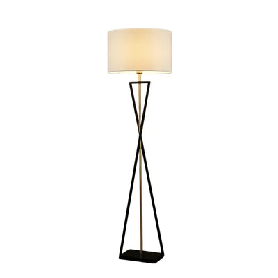 Modern Floor Lamp with Cylindrical Fabric Shade