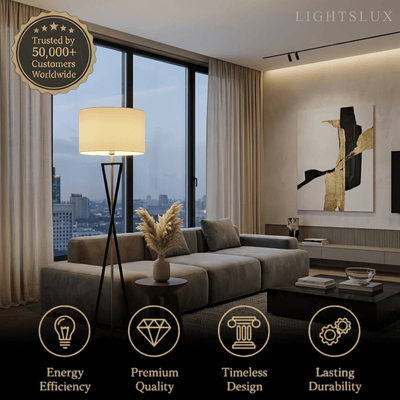 Modern Floor Lamp with Cylindrical Fabric Shade