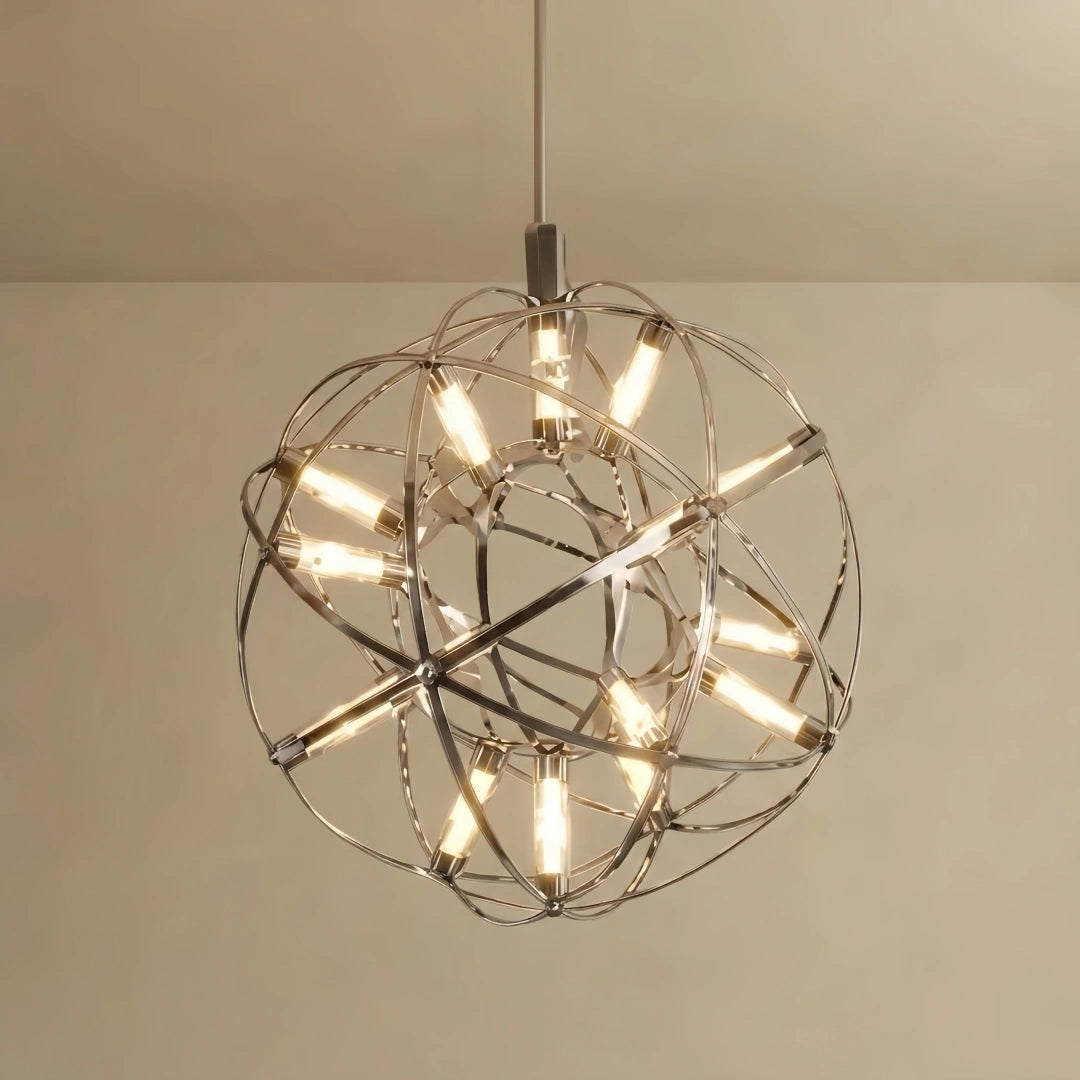Irondale Industrial Globe Pendant Light - Chrome Metal for Living Room