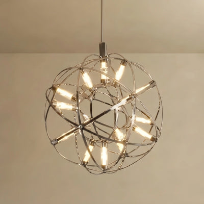 Irondale Industrial Globe Pendant Light - Chrome Metal for Living Room