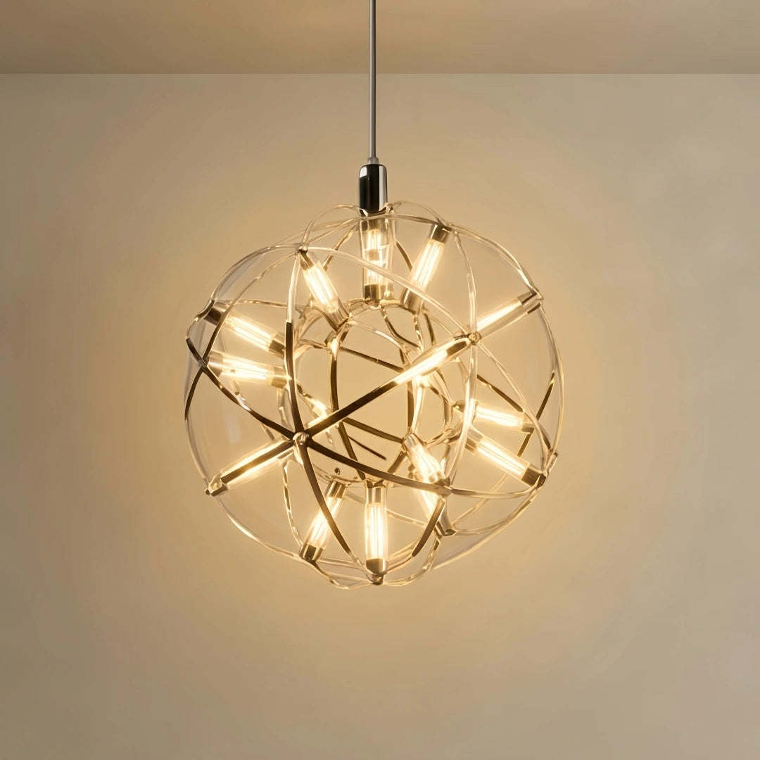 Industrial Globe Pendant Light - Gold Metal for Living Room
