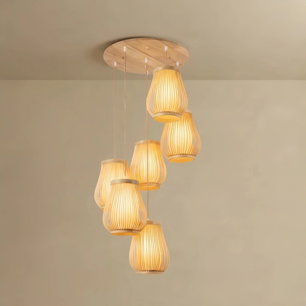 Bamburo Rustic Handwoven Rattan Pendant Light -- Natural Texture for Dining Room