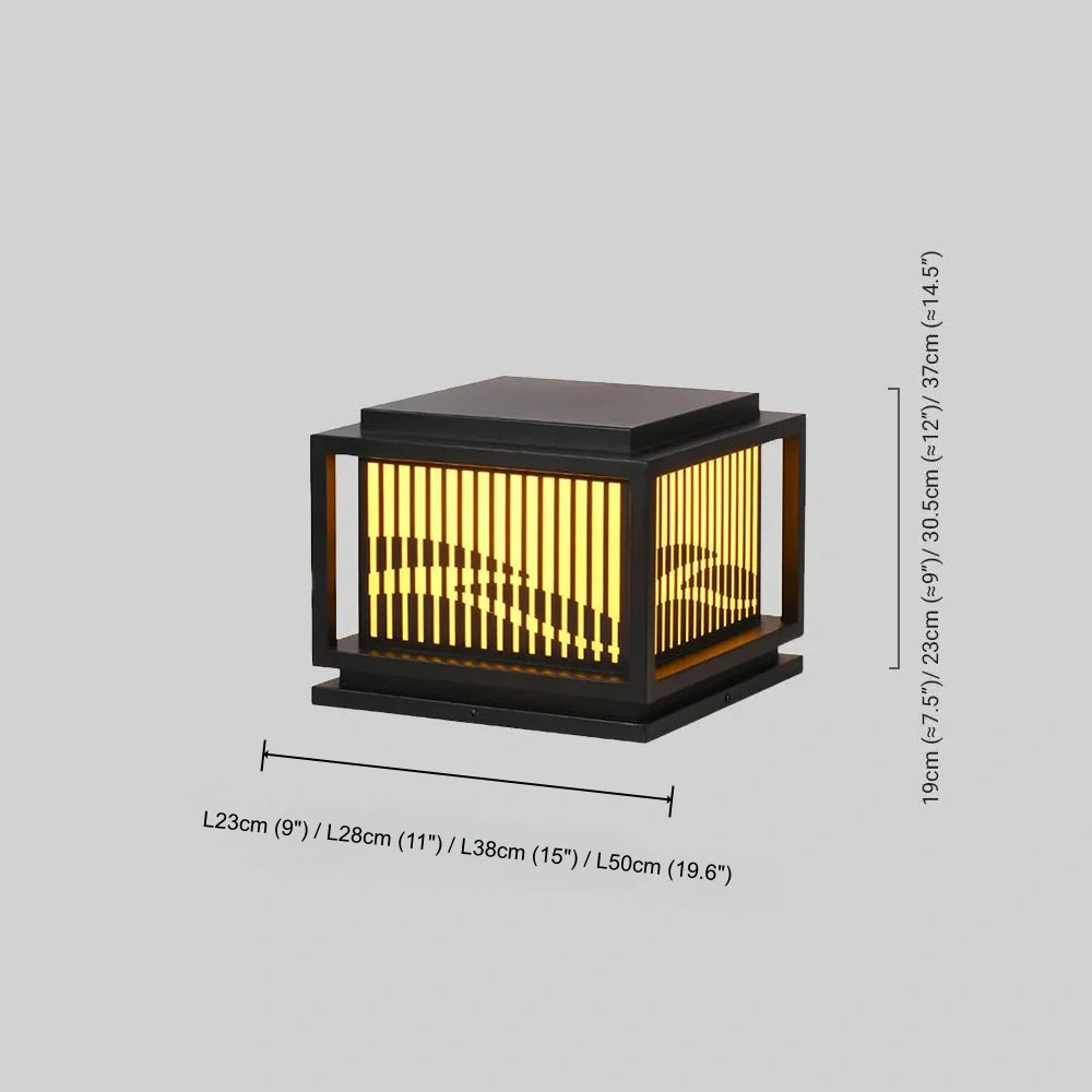 Arcato Vintage Metal Outdoor Pillar Light - Black Square for Garden