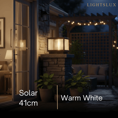 Irondale Modern Black Solar Pillar Light – Outdoor Lighting for Doorway/Path