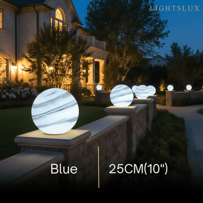 Lunara Art Deco Globe Outdoor Post Light – Moon-Shaped Metal/Glass Solar Pillar Lamp