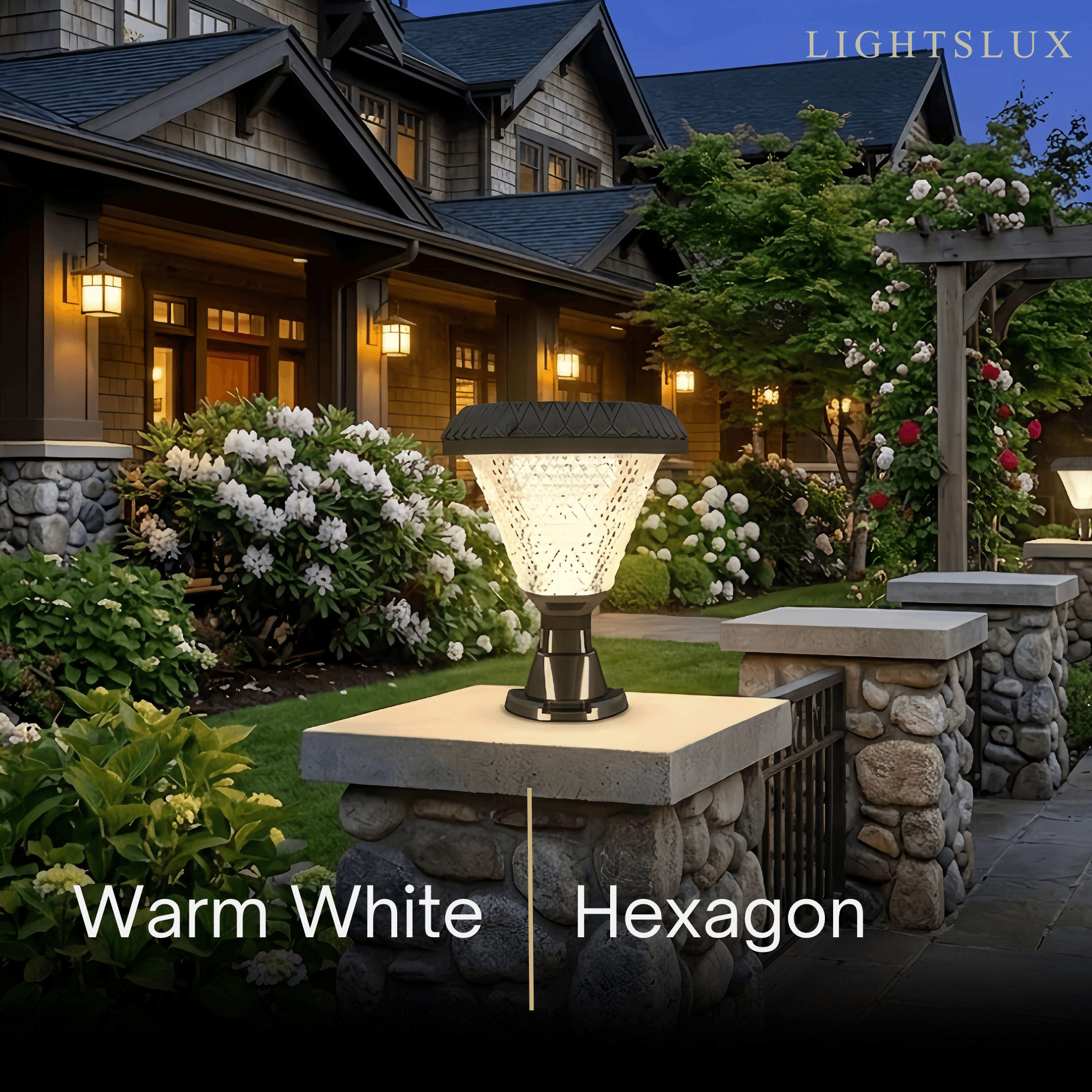 Lunara Art Deco Solar Outdoor Pillar Lights 