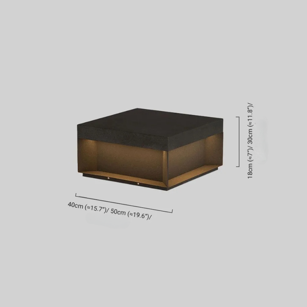 Arcato Modern Square Solar Outdoor Pillar Light - Black Metal for Garden