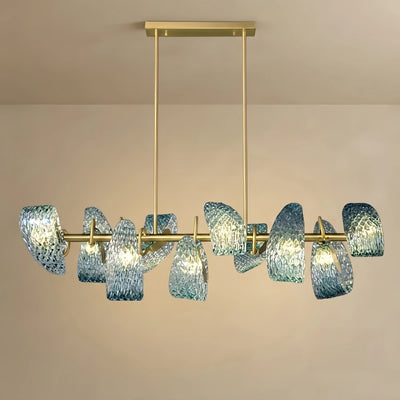 Art Deco Peacock Chandelier – Blue Feather Art Glass Contemporary for Dining Room Bedroom