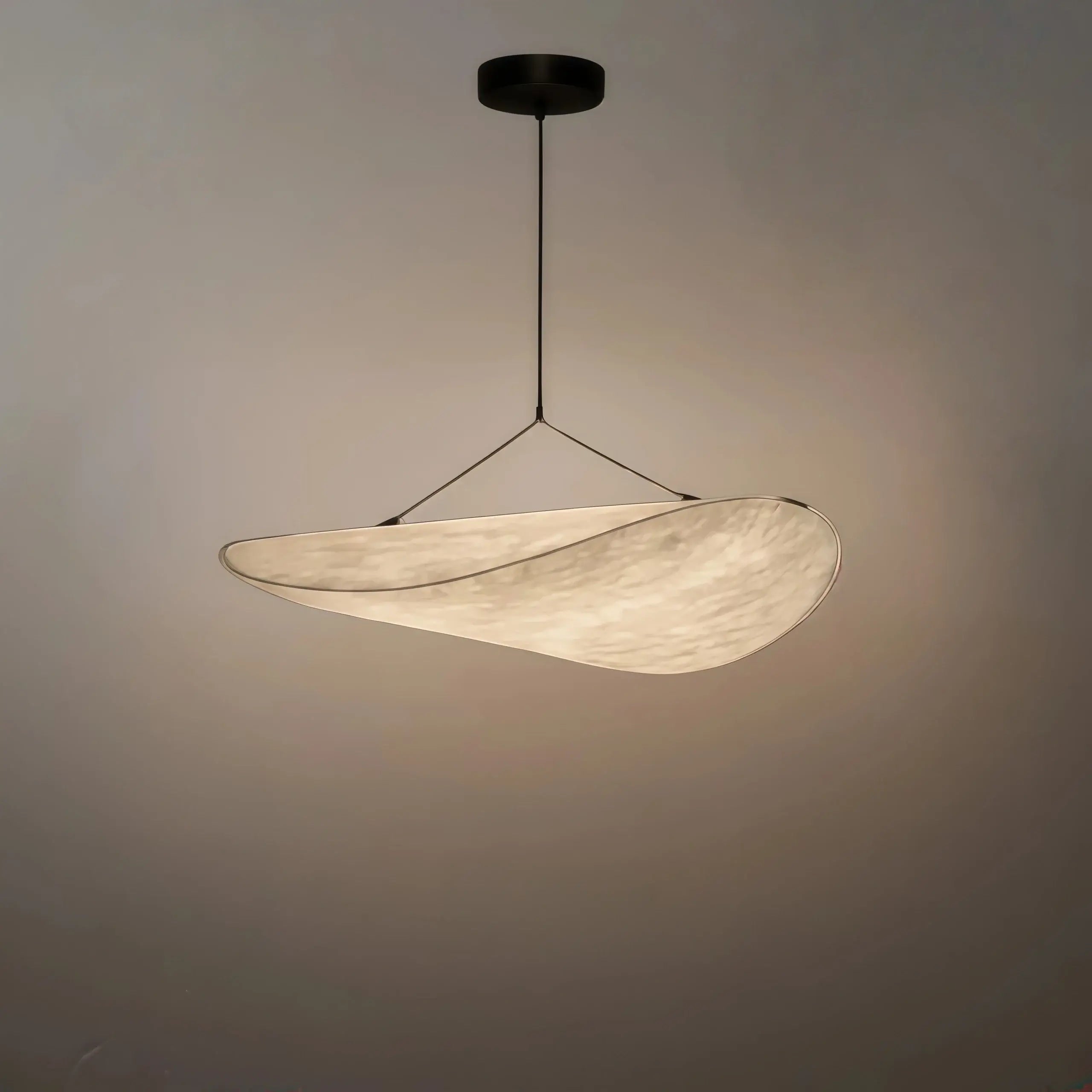 Crema Art Deco White Pendant Light – Curved Metal Design for Dining Room
