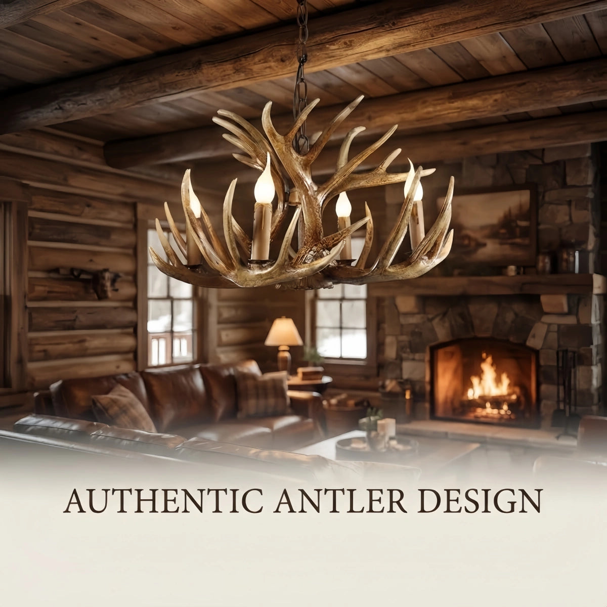 Vinatge Easter Brown Chandelier Resin Candle Shaped for Dining Room