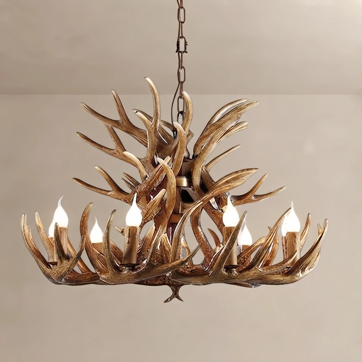 Brown Chandelier Resin Candle Shaped for Dining Room