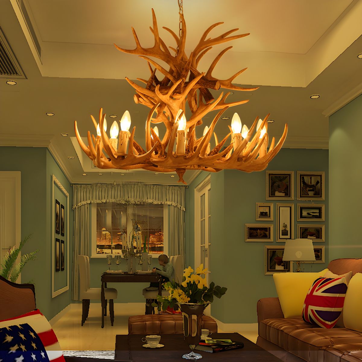 Easter Brown Chandelier Resin Candle Shaped for Dining Room