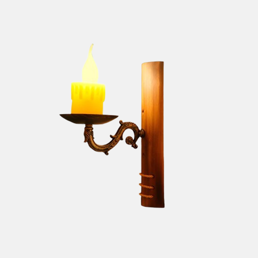Irondale Vintage Easter Bamboo Brown Rectangular Wall Lamp Corridor